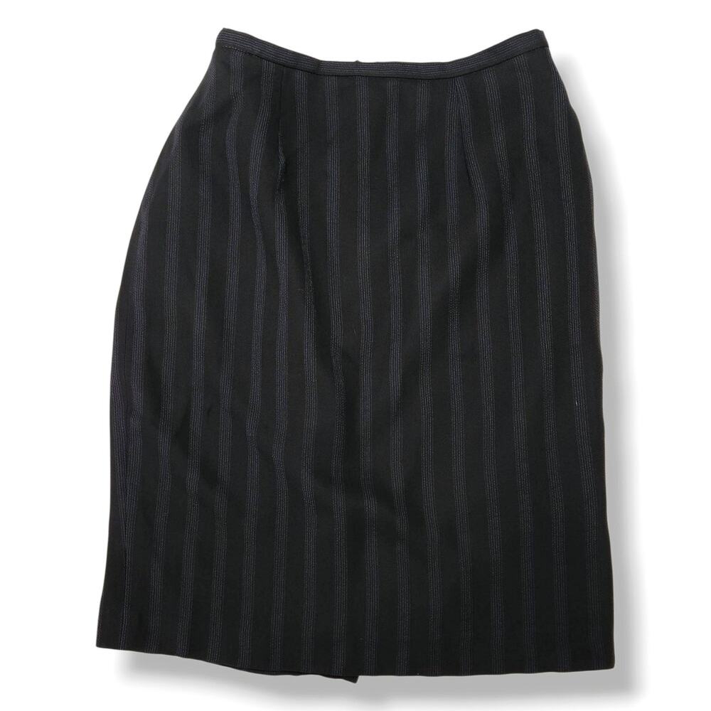 Cyd & Samm Made Italy Pinstripe Wool Blend Pencil Skirt 4 Black Officecore EUC